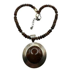 Jay King Jasper Statement Pendant Sterling Silver Necklace Mine Finds Gemstone